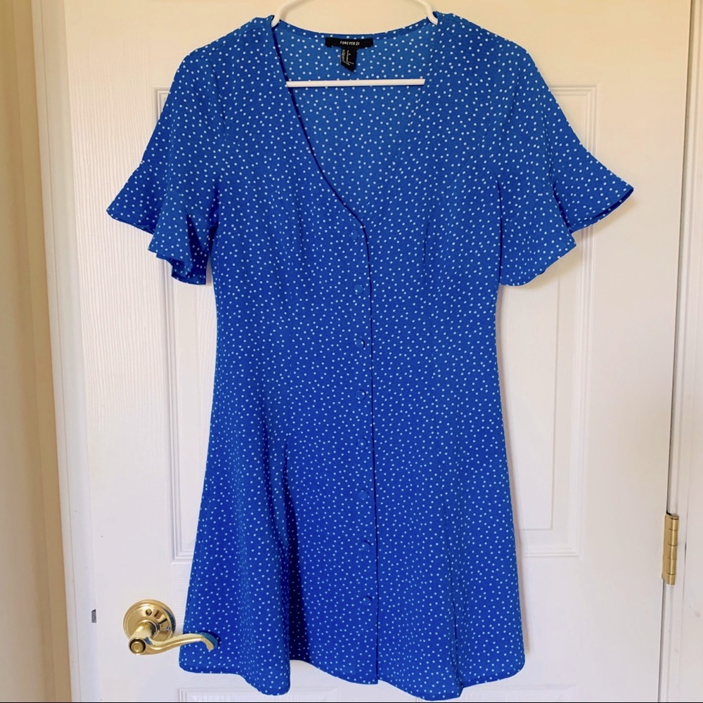 F21 white polka dot mini dress